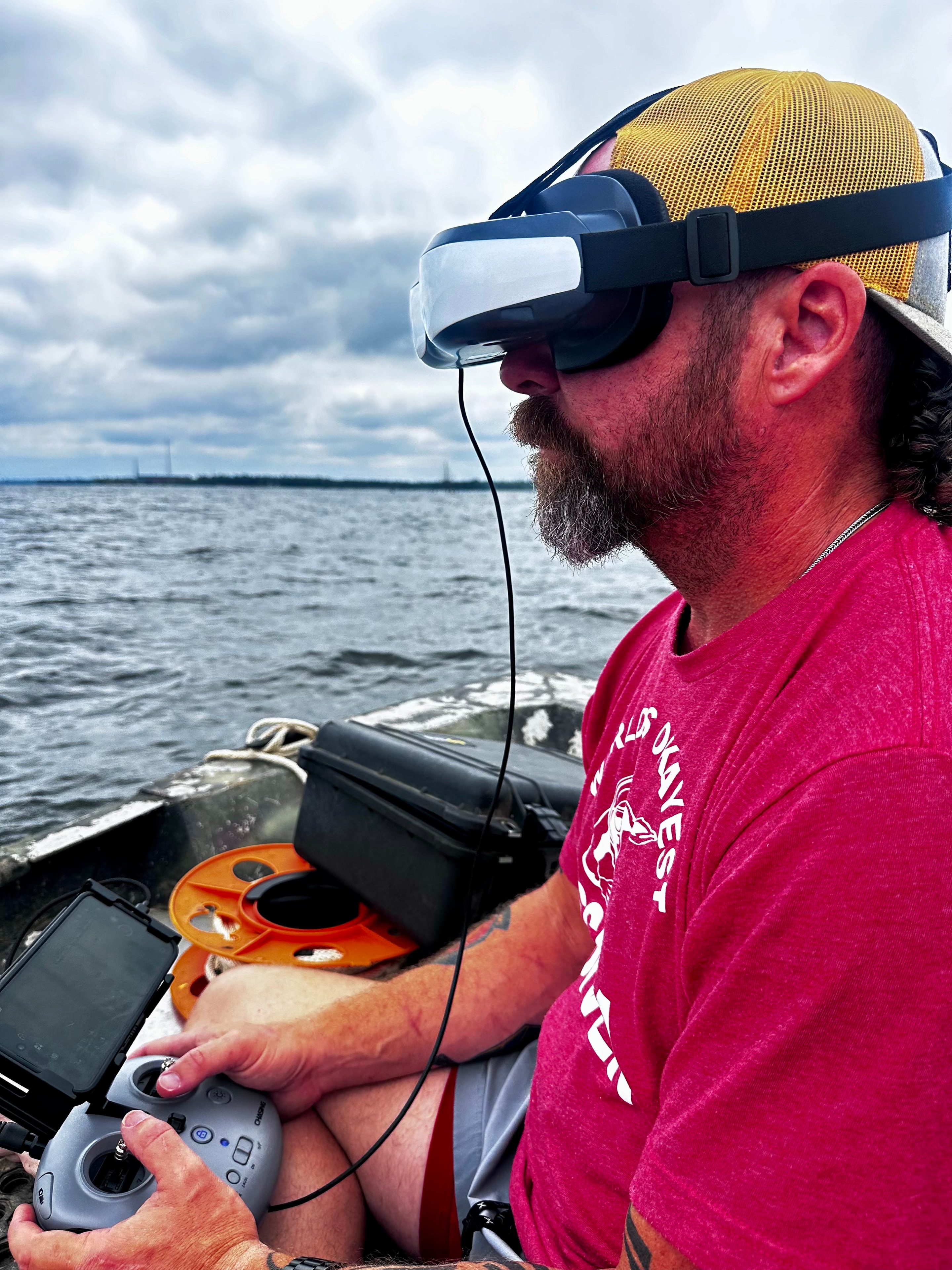 ROV pilot operating with FPV goggles